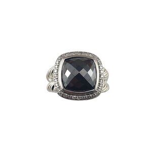 David Yurman Hematite and Diamond Albion Ring Size 8.5 #22954